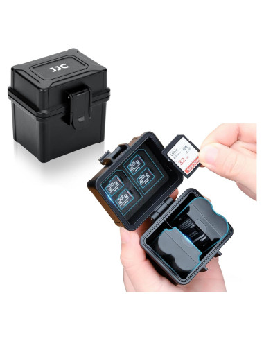 Estuche Compacto JJC para 2 Baterías DSLR y Tarjetas de Memoria
