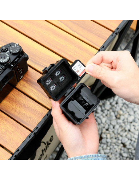 Estuche Compacto JJC para 2 Baterías DSLR y Tarjetas de Memoria