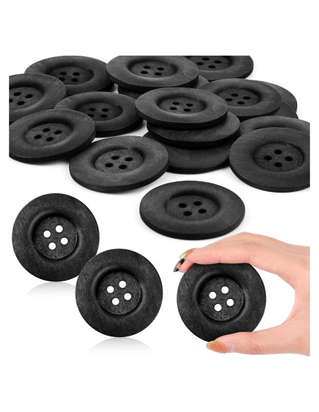 30 Botones de Madera Grandes MTLEE 6 cm Redondos 4 Agujeros