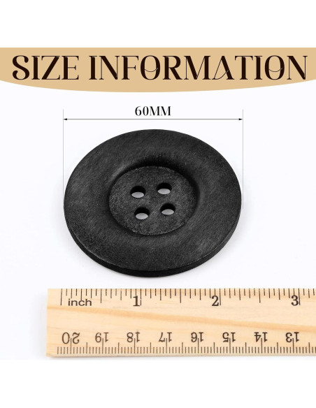 30 Botones de Madera Grandes MTLEE 6 cm Redondos 4 Agujeros