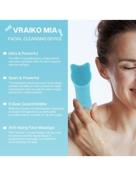 Cepillo Facial MIA VRAIKO Recargable Impermeable Azul