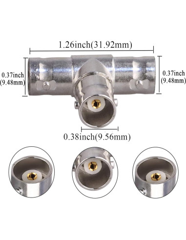 Adaptador BNC hembra triple Tee TUOLNK para CCTV y antenas