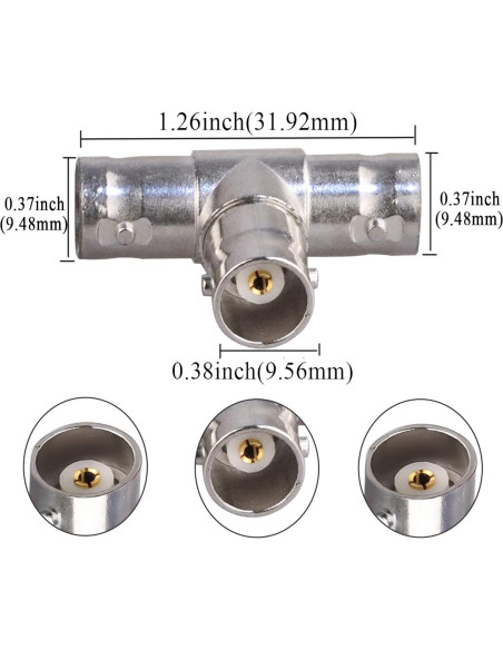 Adaptador BNC hembra triple Tee TUOLNK para CCTV y antenas