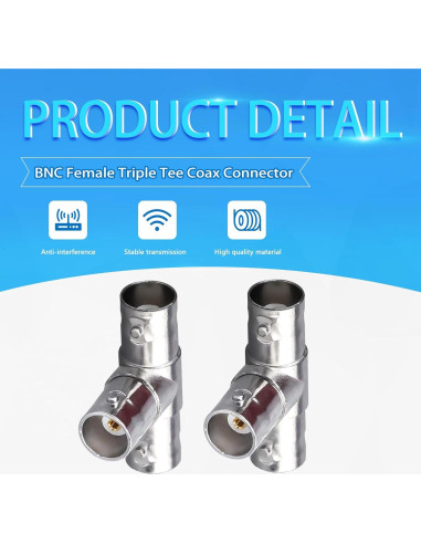 Adaptador BNC hembra triple Tee TUOLNK para CCTV y antenas