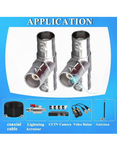 Adaptador BNC hembra triple Tee TUOLNK para CCTV y antenas