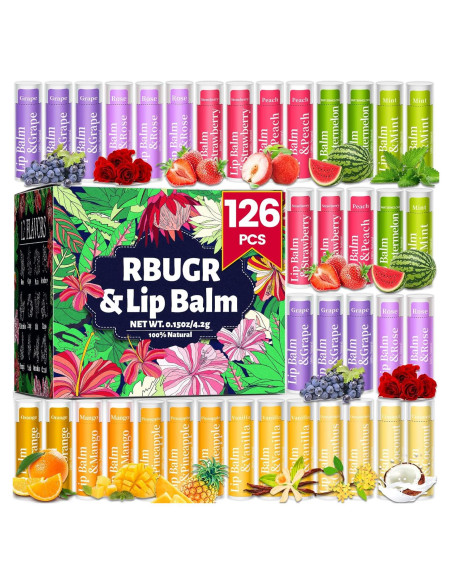 Set de 126 Bálsamos Labiales Naturales RBUGR - 12 Sabores