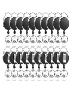 20 Portatarjetas Retráctiles con Clip Mosquetón BESARME