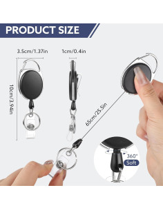 20 Portatarjetas Retráctiles con Clip Mosquetón BESARME 2