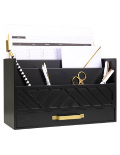 Organizador de Correspondencia BLU MONACO Negro con Cajón