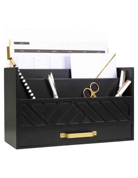 Organizador de Correspondencia BLU MONACO Negro con Cajón