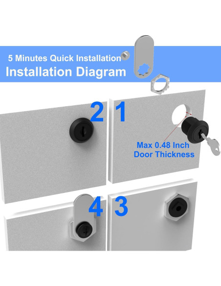 Cerradura de Gabinete BOZXYE con Llave Igual 16 mm Cromada Cerradura de Gabinete BOZXYE con Llave Igual 16 mm Cromada