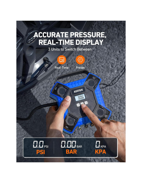 Compresor de Aire AstroAI 12V Portátil 160 PSI con Luz LED