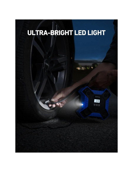 Compresor de Aire AstroAI 12V Portátil 160 PSI con Luz LED