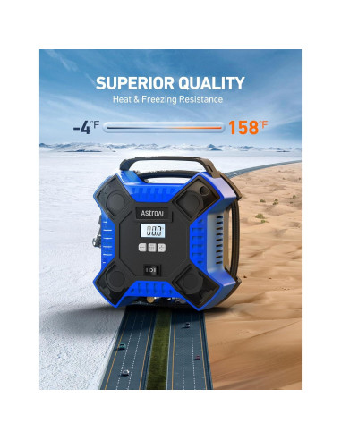 Compresor de Aire AstroAI 12V Portátil 160 PSI con Luz LED