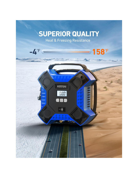 Compresor de Aire AstroAI 12V Portátil 160 PSI con Luz LED