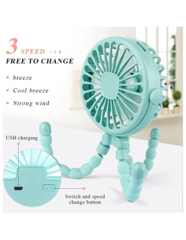 Ventilador Portátil Suteng con Trípode Flexible y Luz LED