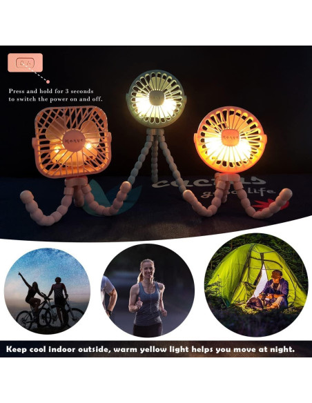 Ventilador Portátil Suteng con Trípode Flexible y Luz LED