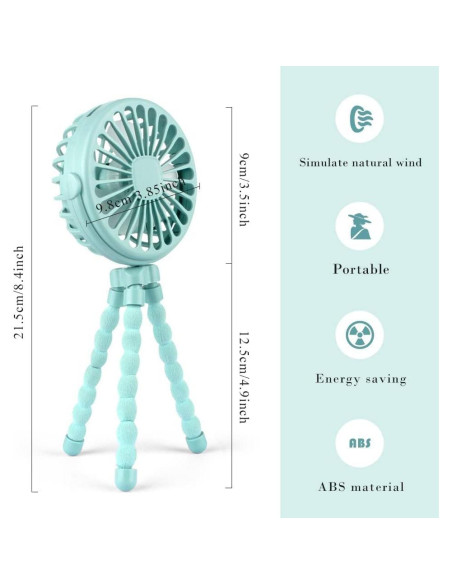 Ventilador Portátil Suteng con Trípode Flexible y Luz LED