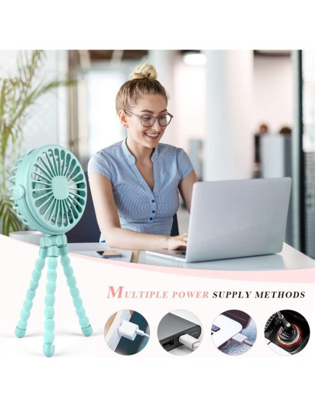 Ventilador Portátil Suteng con Trípode Flexible y Luz LED