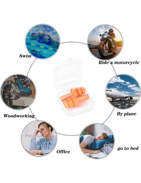 Tapones para oídos Noinkoti g-5, 8 pares, silicona, cancelación ruido