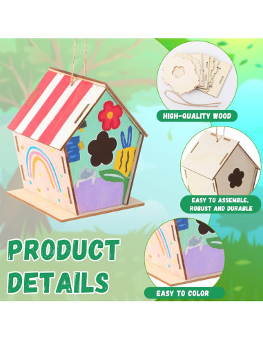 48 Kits de Casas para Pájaros de Madera DIY DoubleFill 11 cm