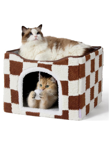 Casa para Gatos Lesure Plegable 42x42x33 cm Cuadrados Marrones
