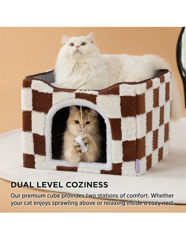 Casa para Gatos Lesure Plegable 42x42x33 cm Cuadrados Marrones