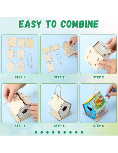 48 Kits de Casas para Pájaros de Madera DIY DoubleFill 11 cm