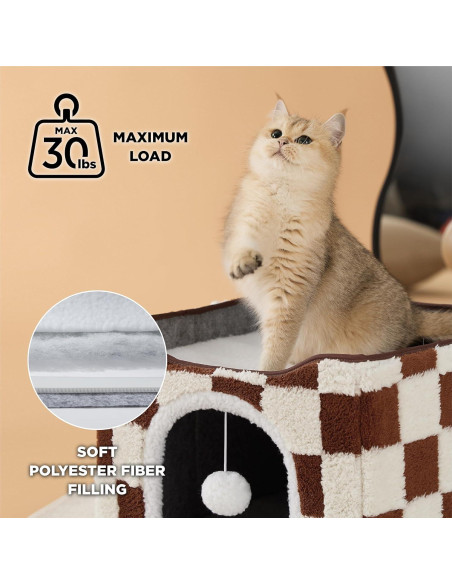 Casa para Gatos Lesure Plegable 42x42x33 cm Cuadrados Marrones Casa para Gatos Lesure Plegable 42x42x33 cm Cuadrados Marrones