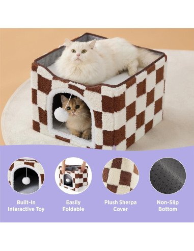 Casa para Gatos Lesure Plegable 42x42x33 cm Cuadrados Marrones