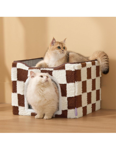 Casa para Gatos Lesure Plegable 42x42x33 cm Cuadrados Marrones