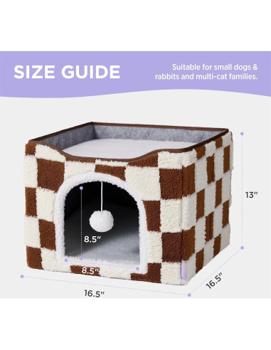 Casa para Gatos Lesure Plegable 42x42x33 cm Cuadrados Marrones