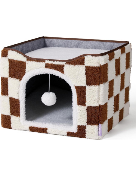 Casa para Gatos Lesure Plegable 42x42x33 cm Cuadrados Marrones Casa para Gatos Lesure Plegable 42x42x33 cm Cuadrados Marrones