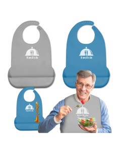 Paquete de 2 Baberos de Silicona Ajustables para Adultos