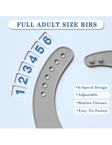 Paquete de 2 Baberos de Silicona Ajustables para Adultos