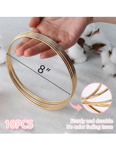 BigOtters 10 Aros Atrapa Sueños Metálicos Dorados 20 cm 2