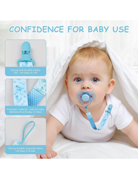 4 Clips de Chupete para Bebé con Adaptadores de Silicona