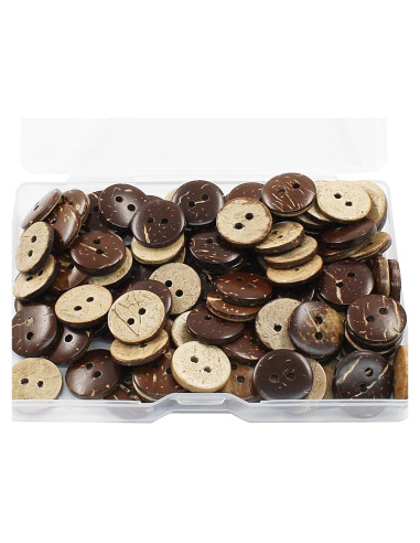 100 Botones de Concha de Coco Natural Kemcatui 15mm 2 Agujeros