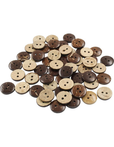 100 Botones de Concha de Coco Natural Kemcatui 15mm 2 Agujeros