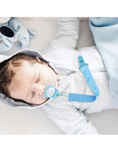 4 Clips de Chupete para Bebé con Adaptadores de Silicona