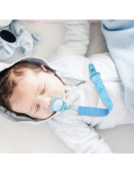 4 Clips de Chupete para Bebé con Adaptadores de Silicona