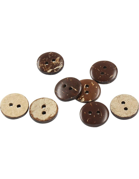 100 Botones de Concha de Coco Natural Kemcatui 15mm 2 Agujeros