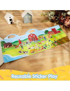 Libro de Pegatinas Reutilizables JOYIN Animales de Granja 2