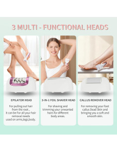 Epilador 3 en 1 Ourcec Rosa - Afeitadora y Removedor de Callos 2