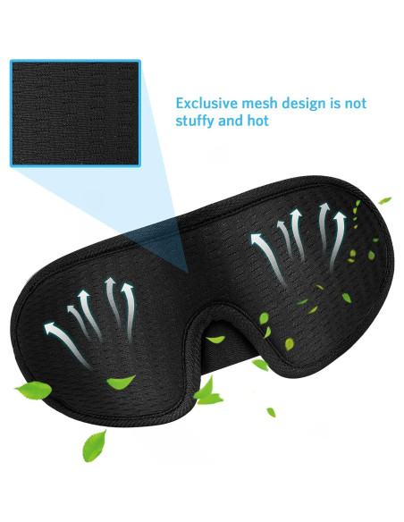Máscara para dormir RIWISLL 3D negra 100% bloqueadora de luz Máscara para dormir RIWISLL 3D negra 100% bloqueadora de luz