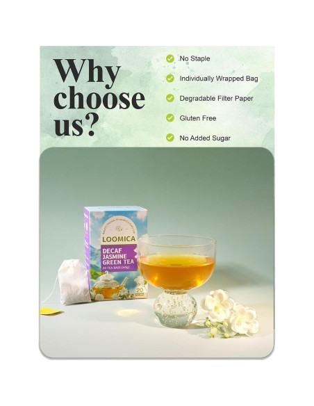 Té Verde Jazmín Descafeinado Loomica - 20 Bolsitas Suaves