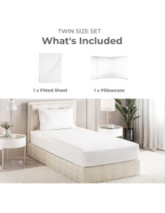 Juego de Sábanas Twin Sleepy Town - 2 Piezas Microfibra Blanco 2