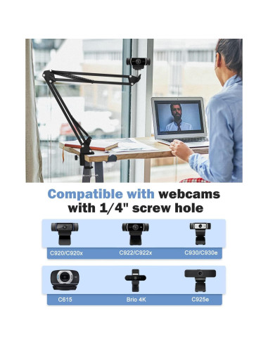 Soporte de Webcam Ajustable Boseen con Abrazadera para Escritorio