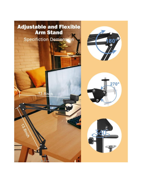 Soporte de Webcam Ajustable Boseen con Abrazadera para Escritorio