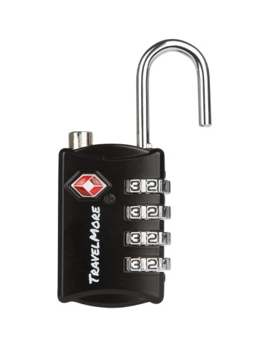 Candado de Equipaje TSA TravelMore Negro - Combinación 4 Dígitos